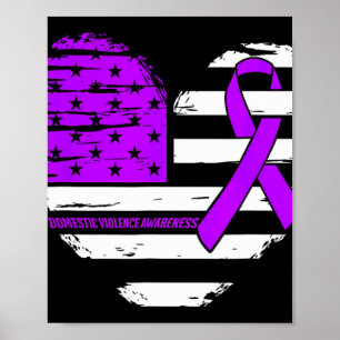 Amerikaanse vlag Hart Huiselijk Geweld Bewustzijn  Poster