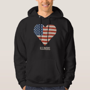 Amerikaanse Vlag Hart Illinois 4 juli Patriottisch Hoodie