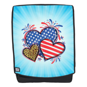 Amerikaanse Vlag Hart Luipaard Sublimatie-64210 Rugtassen