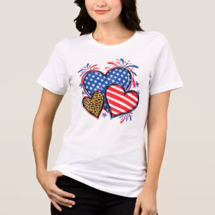 Amerikaanse Vlag Hart Luipaard Sublimatie-64210 Tri-Blend Shirt