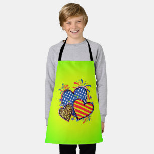 Amerikaanse Vlag Hart Luipaard Sublimatie Schort