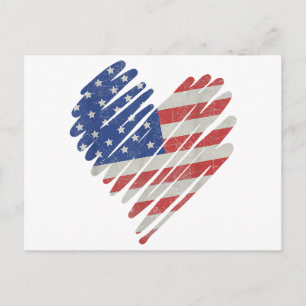 Amerikaanse Vlag Hart Rood Wit Blauw Schattig 4 ju Feestdagenkaart