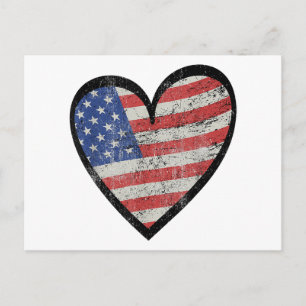 Amerikaanse Vlag Hart Rood Wit Blauw Schattig 4 ju Feestdagenkaart
