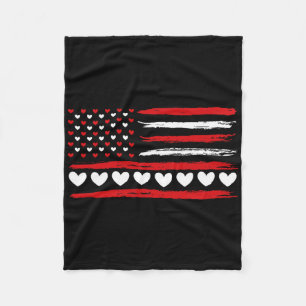 Amerikaanse Vlag Hartjes Liefde Patriottisch Geluk Fleece Deken