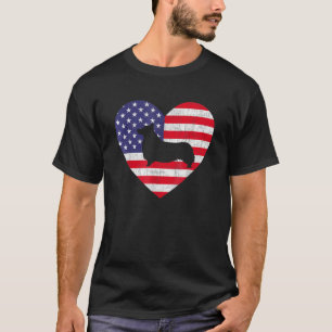 Amerikaanse vlag Heart Welsh Corgi 4 juli Verenigd T-shirt