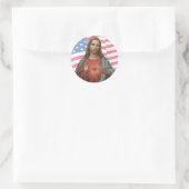 AMERIKAANSE VLAG HEILIG HART VAN JEZUS RONDE STICKER (Tas)