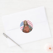 AMERIKAANSE VLAG HEILIG HART VAN JEZUS RONDE STICKER (Envelop)