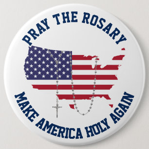 Amerikaanse vlag Heilige Rosary Ronde Button 6,0 Cm