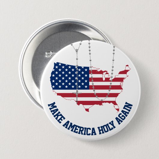 Amerikaanse vlag Heilige Rosary Ronde Button 7,6 Cm (Voorkant /achterkant)