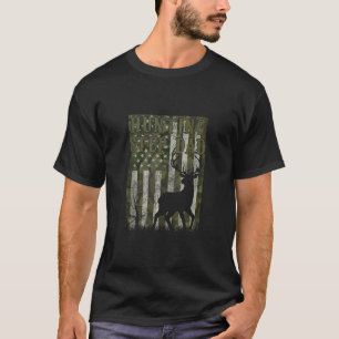 Amerikaanse vlag Herten Elk Buck Camoflage Jacht J T-shirt