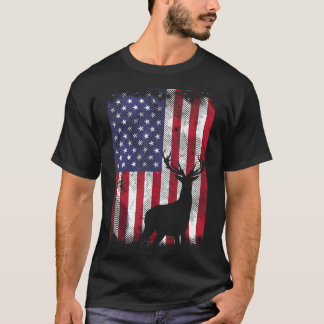 Amerikaanse vlag Herten Elk Hunting USA Patriottis T-shirt