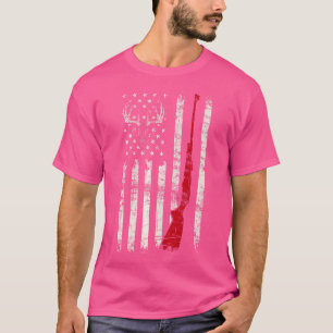 Amerikaanse vlag hertenjager schedelgeweer t-shirt