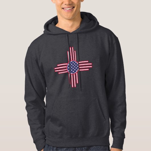 Amerikaanse vlag - het Zia Sun-symbool - Amerikaan Hoodie (Voorkant)