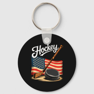 Amerikaanse Vlag Hockey 4 juli Hockey Liefhebber M Sleutelhanger