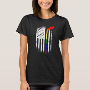 Amerikaanse vlag Hockey LBT Q Rainbow Bat Gay Prid T-shirt