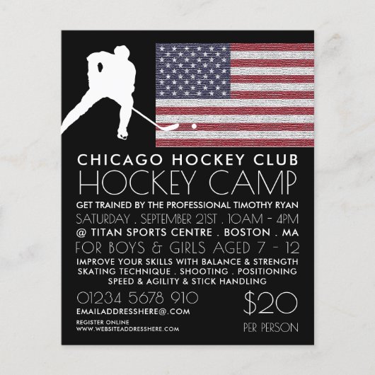 Amerikaanse vlag, Hockey Player, Camp Adverteren Flyer (Voorkant)