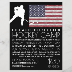 Amerikaanse vlag, Hockey Player, Camp Adverteren Flyer