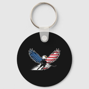 Amerikaanse Vlag Hockey Sleutelhanger