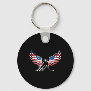 Amerikaanse Vlag Hockey Sleutelhanger