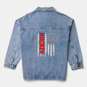 Amerikaanse vlag Hockey Usa Patriotic Sport Lov Denim Jacket