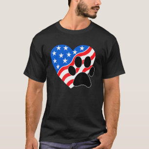 Amerikaanse Vlag Hond En Kat Poot Prin 4 juli T-shirt