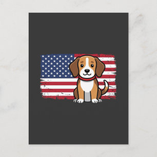 Amerikaanse Vlag Hond Patriottische Vector Briefkaart