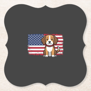 Amerikaanse Vlag Hond Patriottische Vector Kartonnen Onderzetters