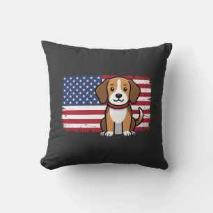 Amerikaanse Vlag Hond Patriottische Vector Kussen