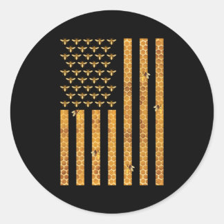 Amerikaanse vlag Honingraat Honing Bijen Bijenhoud Ronde Sticker