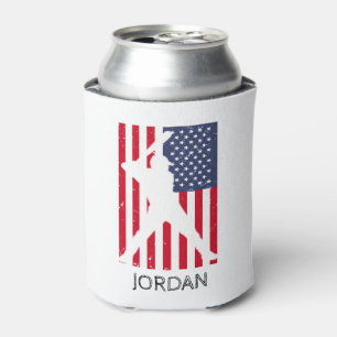 Amerikaanse vlag honkbal gepersonaliseerd blikjeskoeler