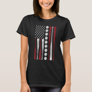 Amerikaanse Vlag Honkbal Rood Wit Blauw 4 juli T-shirt