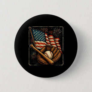 Amerikaanse Vlag Honkbal Speler Catcher Werper Usa Ronde Button 5,7 Cm