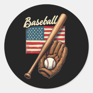 Amerikaanse vlag Honkbal Speler Door Fan Catcher P Ronde Sticker