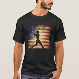 Amerikaanse Vlag Honkbal Speler Knuppel Fan Vanger T-shirt
