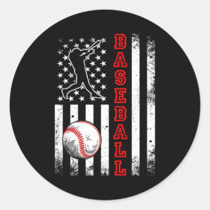 Amerikaanse Vlag Honkbal Team Vintage Honkbal T-Sh Ronde Sticker