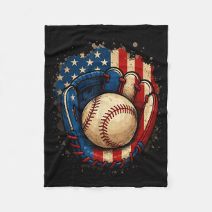 Amerikaanse Vlag Honkbalhandschoen Patriottisch Ro Fleece Deken