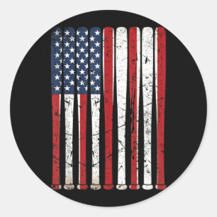 Amerikaanse Vlag Honkbalknuppels Vintage USA 4e Ronde Sticker
