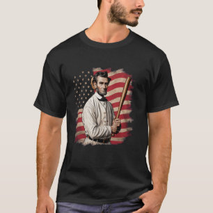 Amerikaanse Vlag Honkbalspeler Knuppel Fan Vanger  T-shirt