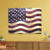 Amerikaanse vlag hout canvas afdruk (Insitu (Woonkamer))