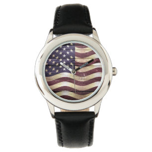 Amerikaanse vlag  hout horloge