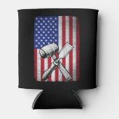 Amerikaanse vlag houtbewerker timmerman blikjeskoeler (Voorkant)