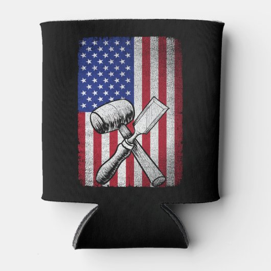 Amerikaanse vlag houtbewerker timmerman blikjeskoeler (Voorkant)