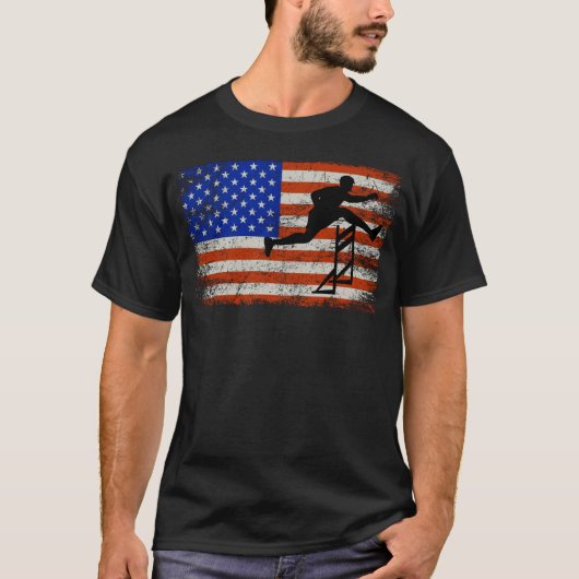 Amerikaanse vlag Hurdles Hurdling Hurdler Runing T-shirt (Voorkant)