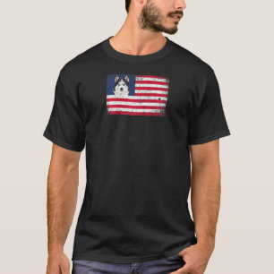 Amerikaanse Vlag Husky Hond Grappige 4 juli Hond R T-shirt