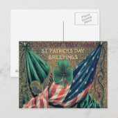 Amerikaanse vlag Ierse Shamrock Briefkaart (Voorkant / Achterkant)
