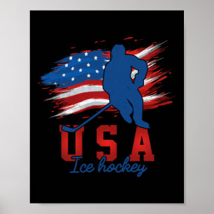 Amerikaanse Vlag IJshockey 4 juli VS Ondersteuning Poster