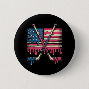 Amerikaanse vlag ijshockeyspeler hockey Usa Ijsje Ronde Button 5,7 Cm