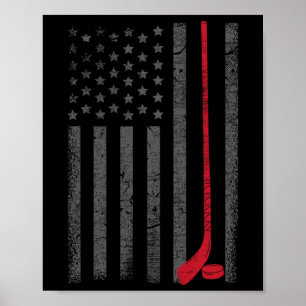 Amerikaanse Vlag IJshockeystick Puck Speler Jersey Poster