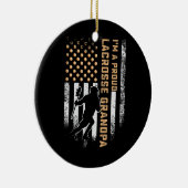 Amerikaanse vlag ik ben een rode lacrosse Keramisch Ornament (Rechts)