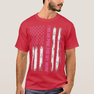 Amerikaanse vlag ik Draag roze voor mijn borstkank T-shirt